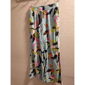 A New Day Pull On Linen Blend Pants Bright Floral Print Size Small